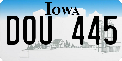 IA license plate DOU445