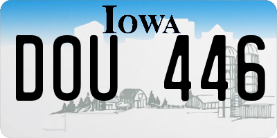 IA license plate DOU446