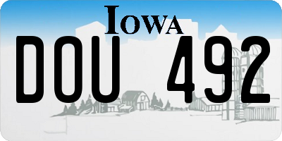 IA license plate DOU492