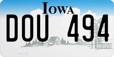 IA license plate DOU494