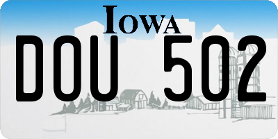 IA license plate DOU502