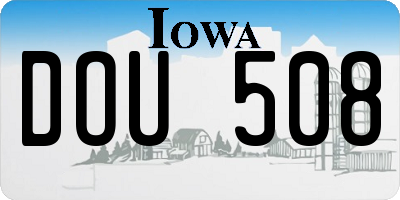 IA license plate DOU508
