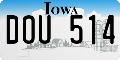 IA license plate DOU514