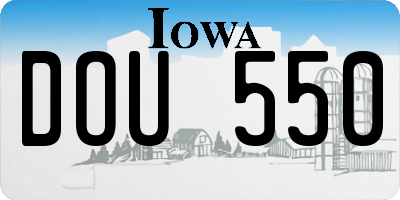 IA license plate DOU550