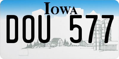 IA license plate DOU577