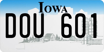 IA license plate DOU601