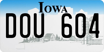 IA license plate DOU604