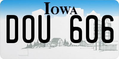 IA license plate DOU606