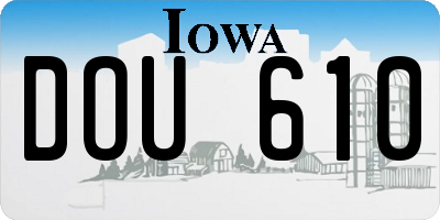 IA license plate DOU610