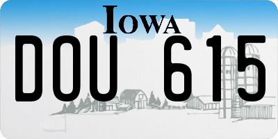 IA license plate DOU615