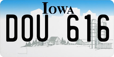 IA license plate DOU616