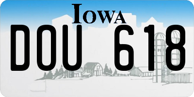 IA license plate DOU618