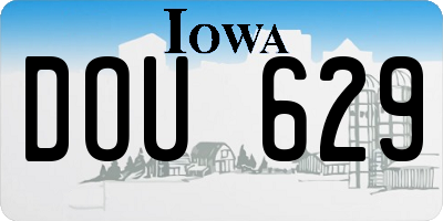 IA license plate DOU629