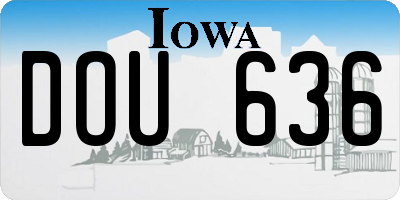 IA license plate DOU636