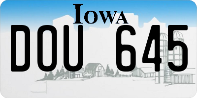 IA license plate DOU645