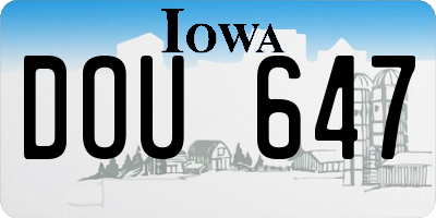 IA license plate DOU647