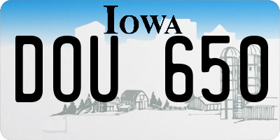 IA license plate DOU650