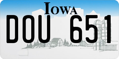 IA license plate DOU651