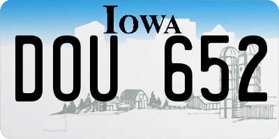 IA license plate DOU652