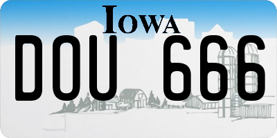 IA license plate DOU666