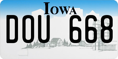IA license plate DOU668