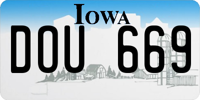 IA license plate DOU669