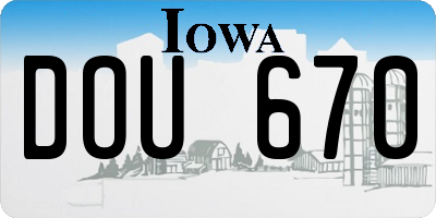 IA license plate DOU670