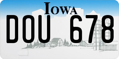 IA license plate DOU678