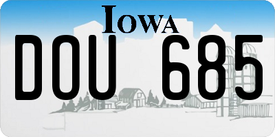 IA license plate DOU685
