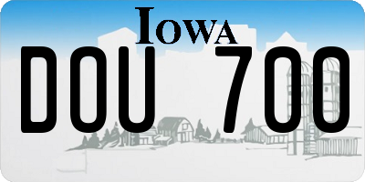 IA license plate DOU700