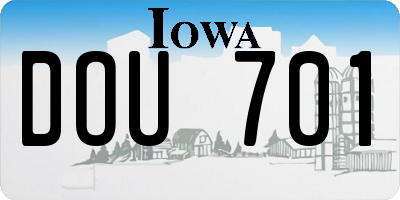 IA license plate DOU701