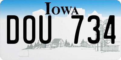 IA license plate DOU734