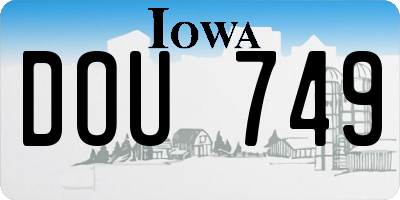 IA license plate DOU749