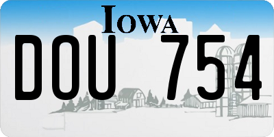 IA license plate DOU754