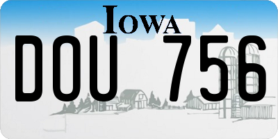 IA license plate DOU756