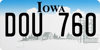 IA license plate DOU760