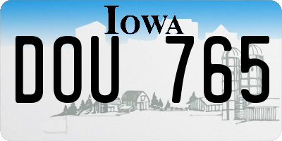 IA license plate DOU765