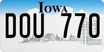 IA license plate DOU770