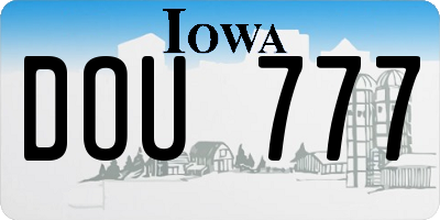 IA license plate DOU777