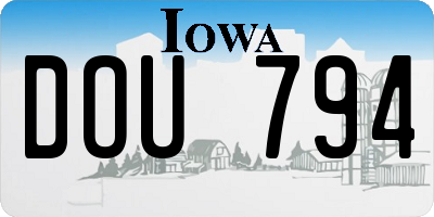 IA license plate DOU794