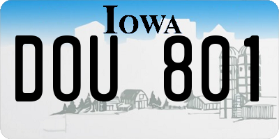 IA license plate DOU801
