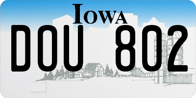 IA license plate DOU802