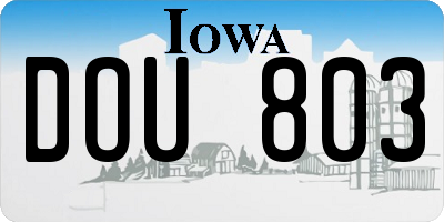 IA license plate DOU803