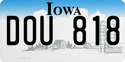 IA license plate DOU818