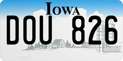 IA license plate DOU826