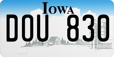 IA license plate DOU830
