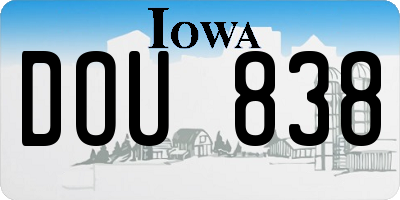 IA license plate DOU838