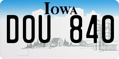 IA license plate DOU840
