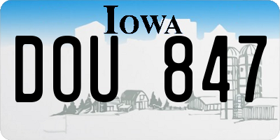 IA license plate DOU847