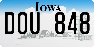 IA license plate DOU848